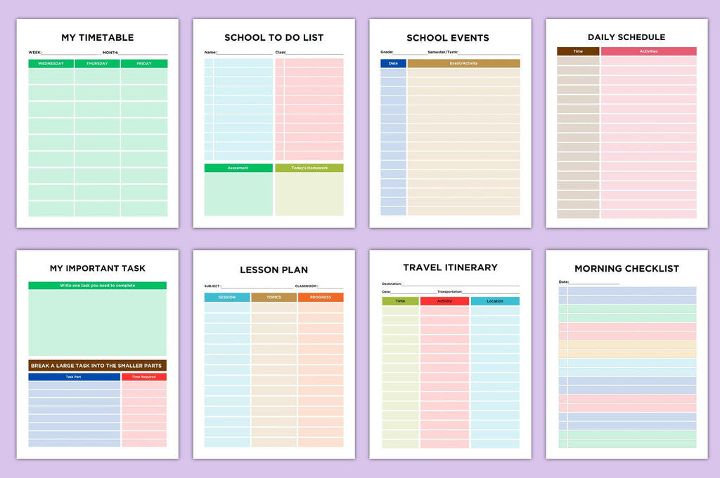 ADHD Planner for Kids Printable Workbook