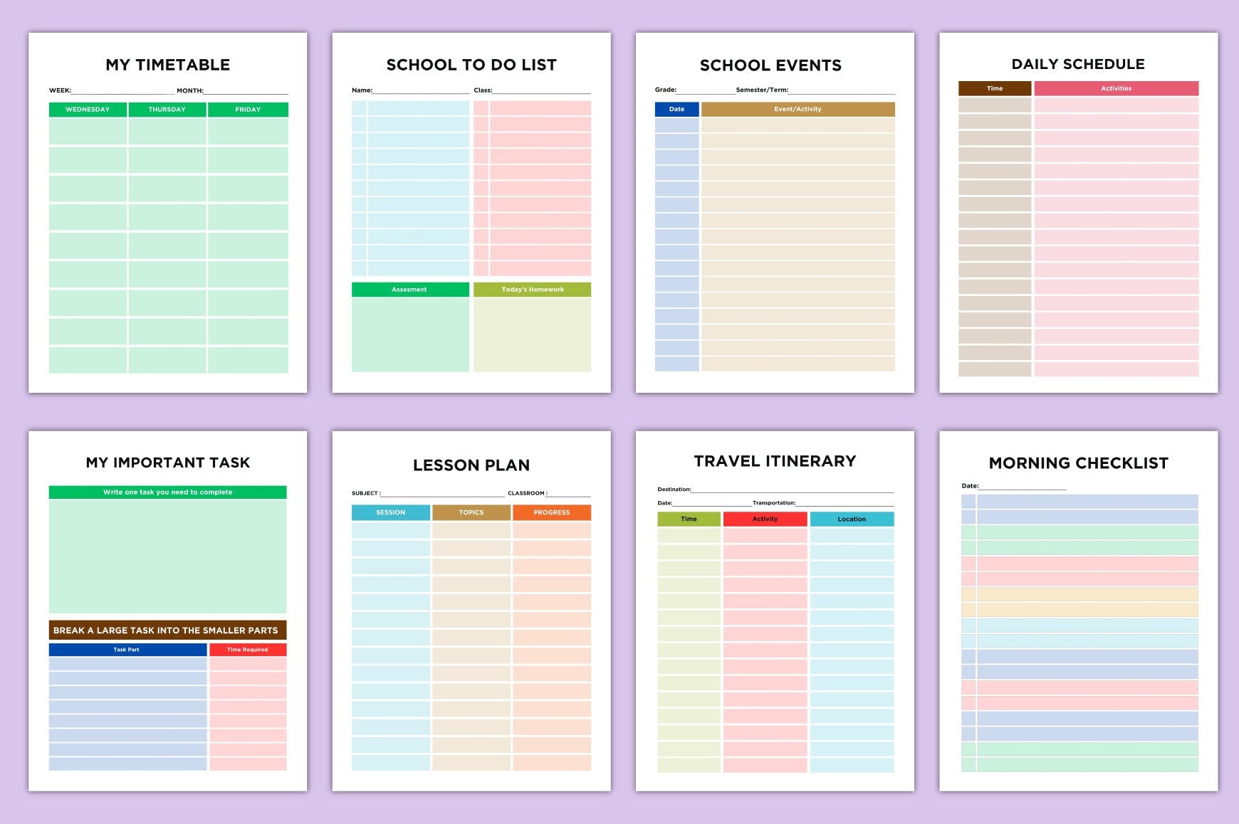 ADHD Planner for Kids Printable Workbook