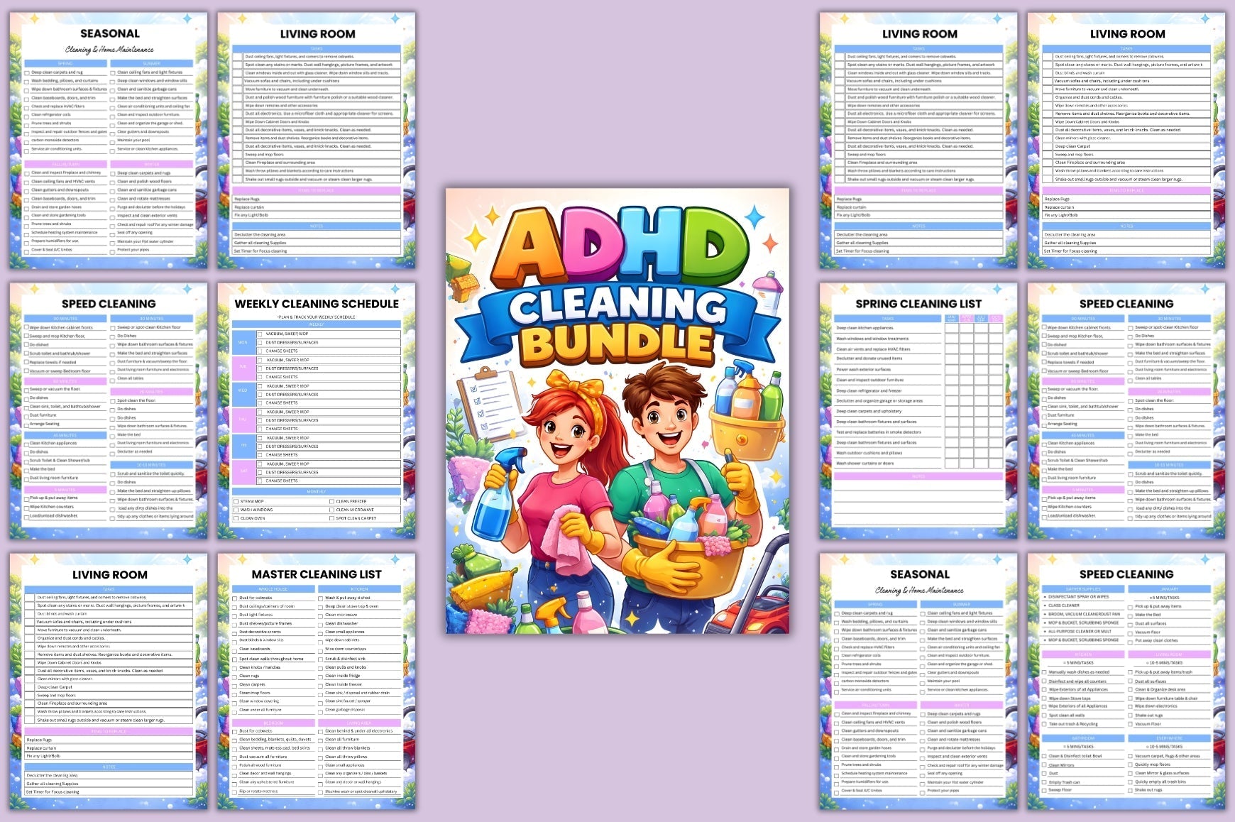 ADHD Planner Bundle including printable planning and productivity pages