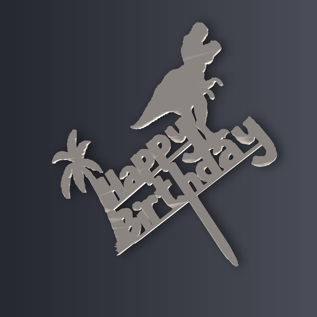 Dinosaur Happy Birthday Topper 3D Print STL File