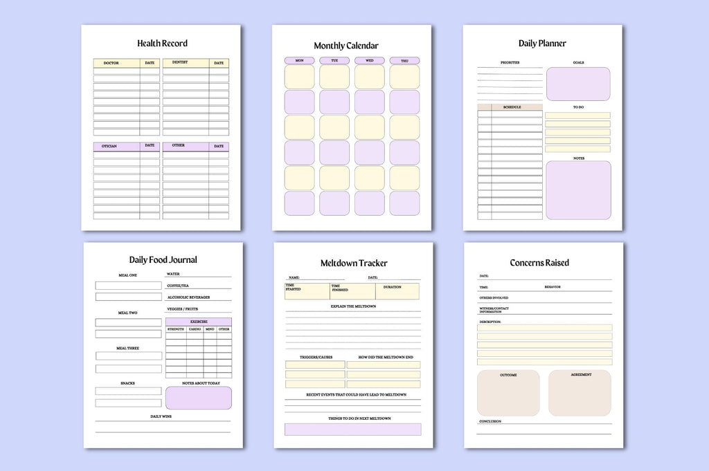 Autism Planner for Effective Organization Printable Worksheets
