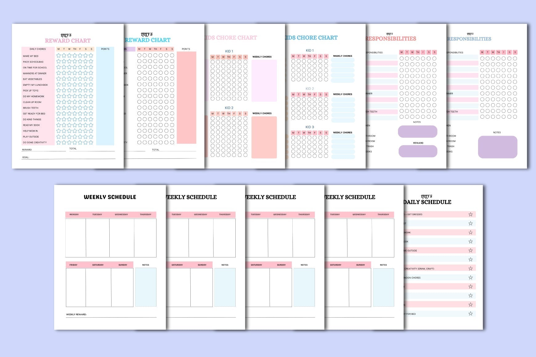 New Kids Chore Chart Planner