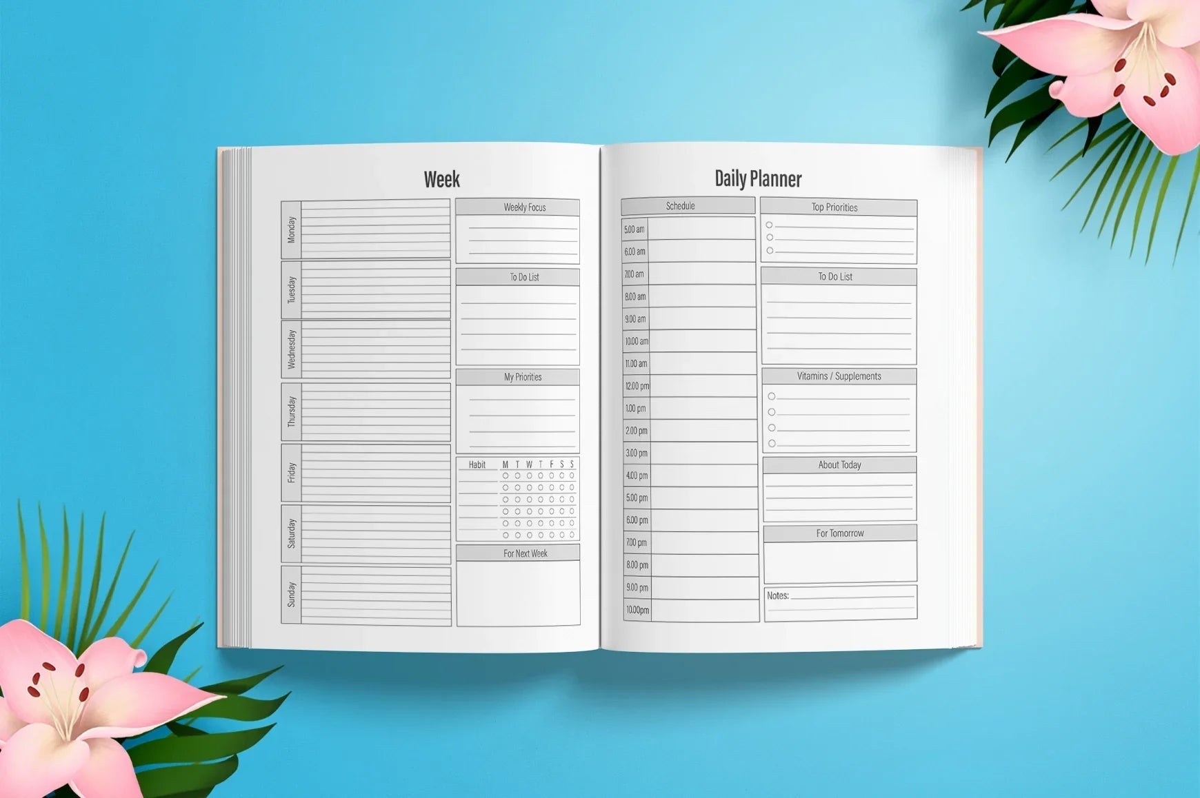 ADHD Daily Weekly Planner printable routine planner pages