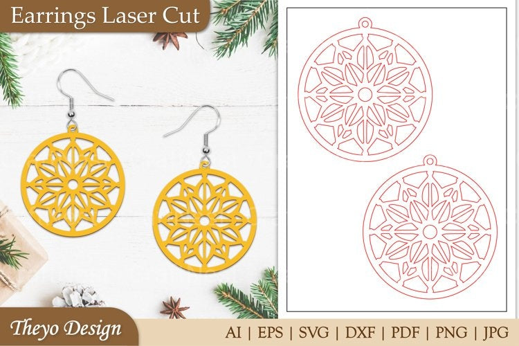Lasercut Mandala Earrings SVG Bundle