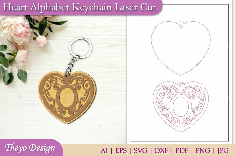 Alphabet Keychain Heart SVG Bundle