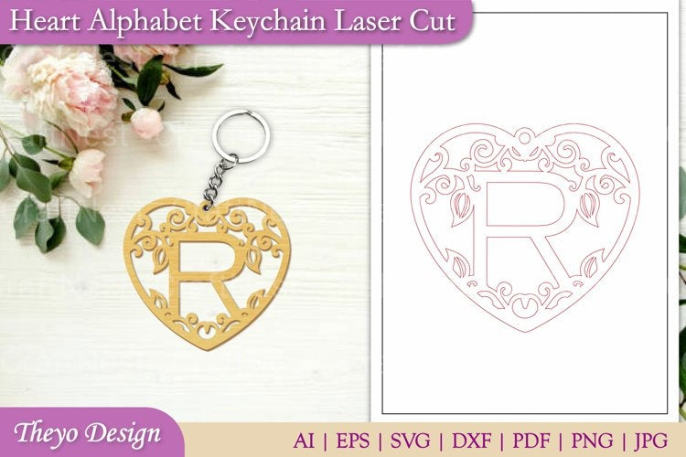 Alphabet Heart Keychain SVG Bundle