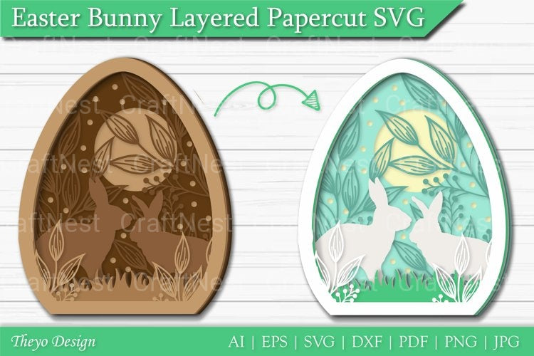 Easter Bunny Layered Papercut SVG Bundle