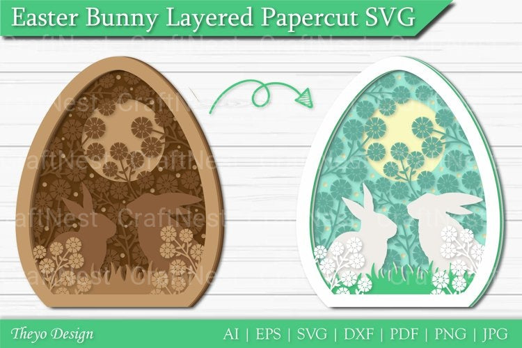 Easter Bunny Layered Papercut SVG