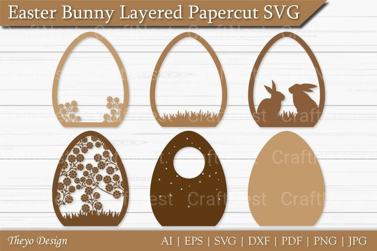 Easter Bunny Layered Papercut SVG