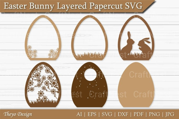 Easter Bunny Layered Papercut SVG Bundle