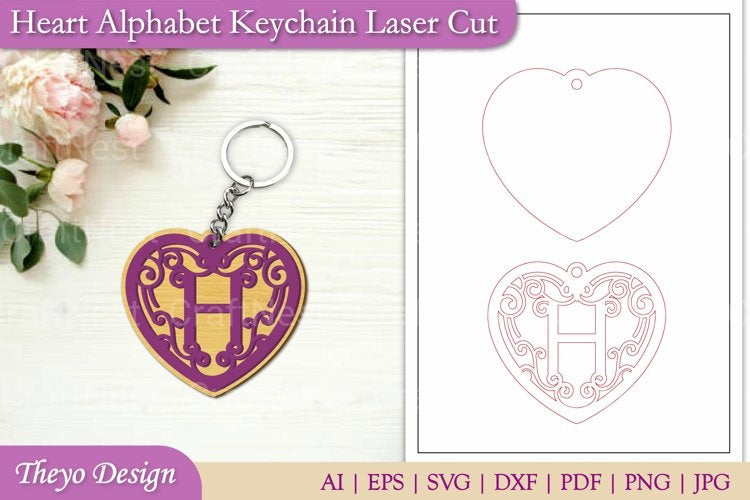Alphabet Keychain Heart SVG Bundle