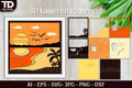 Tropical Beach Sunset D Shadow Box Scene Layered Papercut SVG