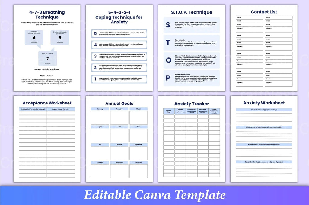 ADHD mental health planner with printable reflection pages and emotional wellness worksheets