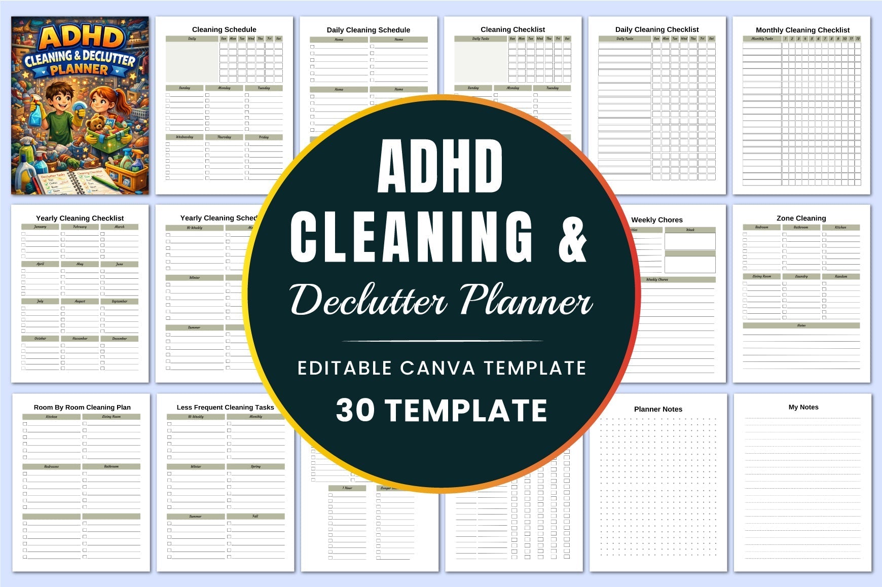 Adhd Cleaning Declutter Planner