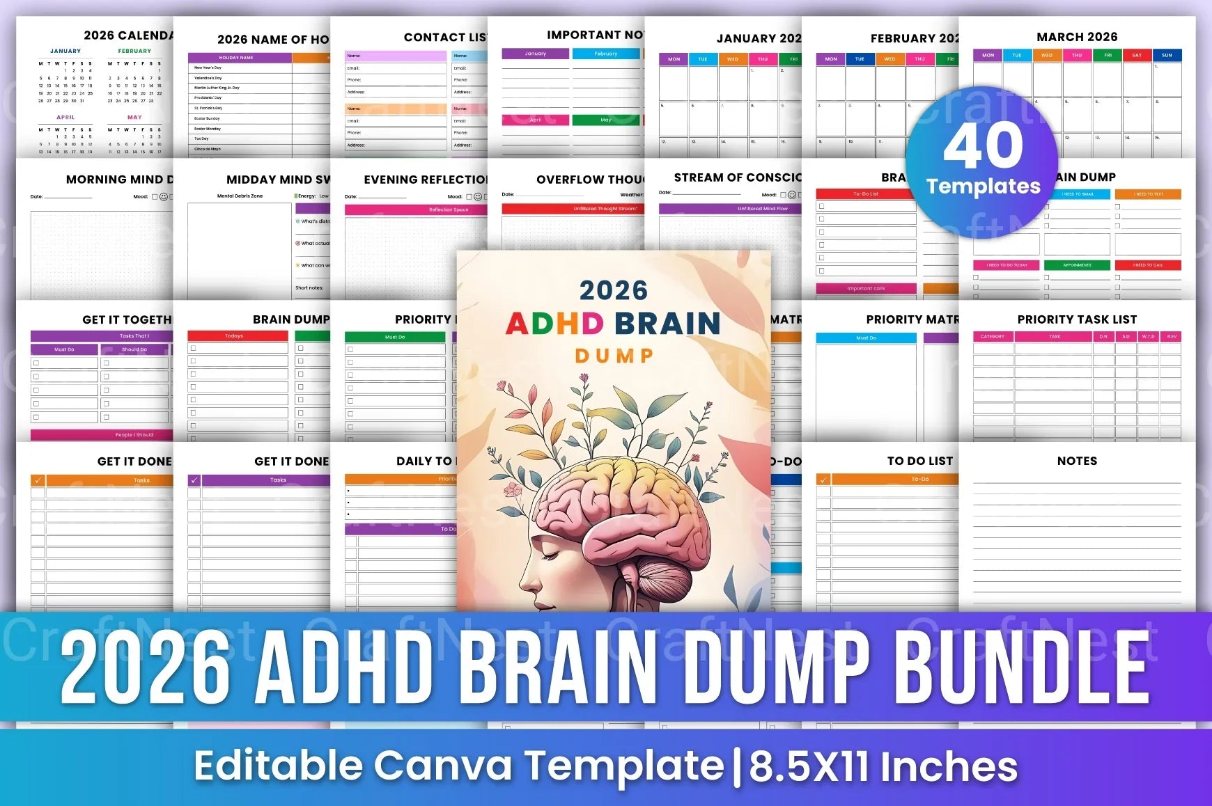 ADHD Printable Planner brain dump guide for better organization
