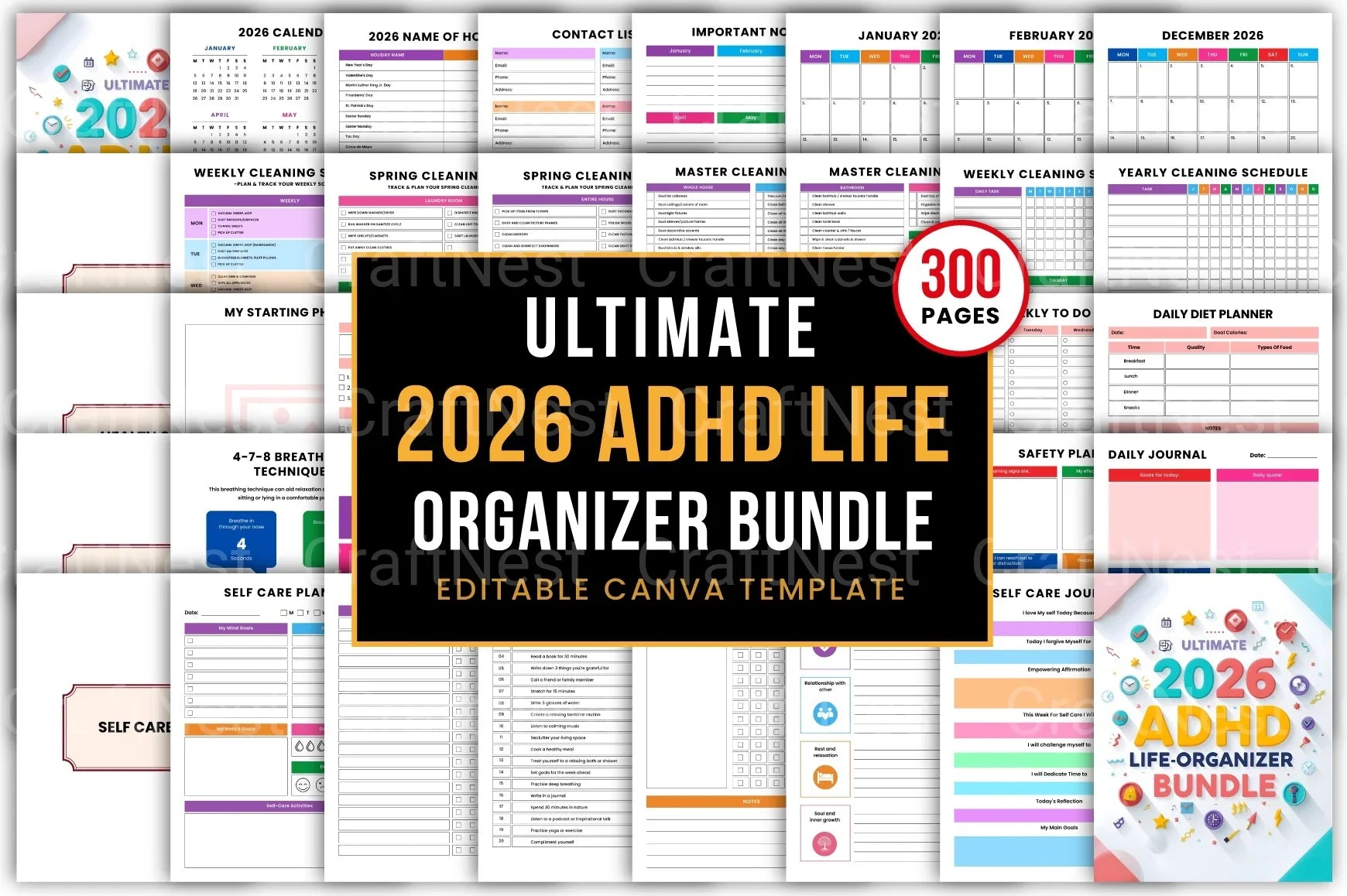 Ultimate ADHD Life Organizer printable planner cover for life organization