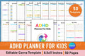 ADHD Printable Planner for Kids cover and organization workbook