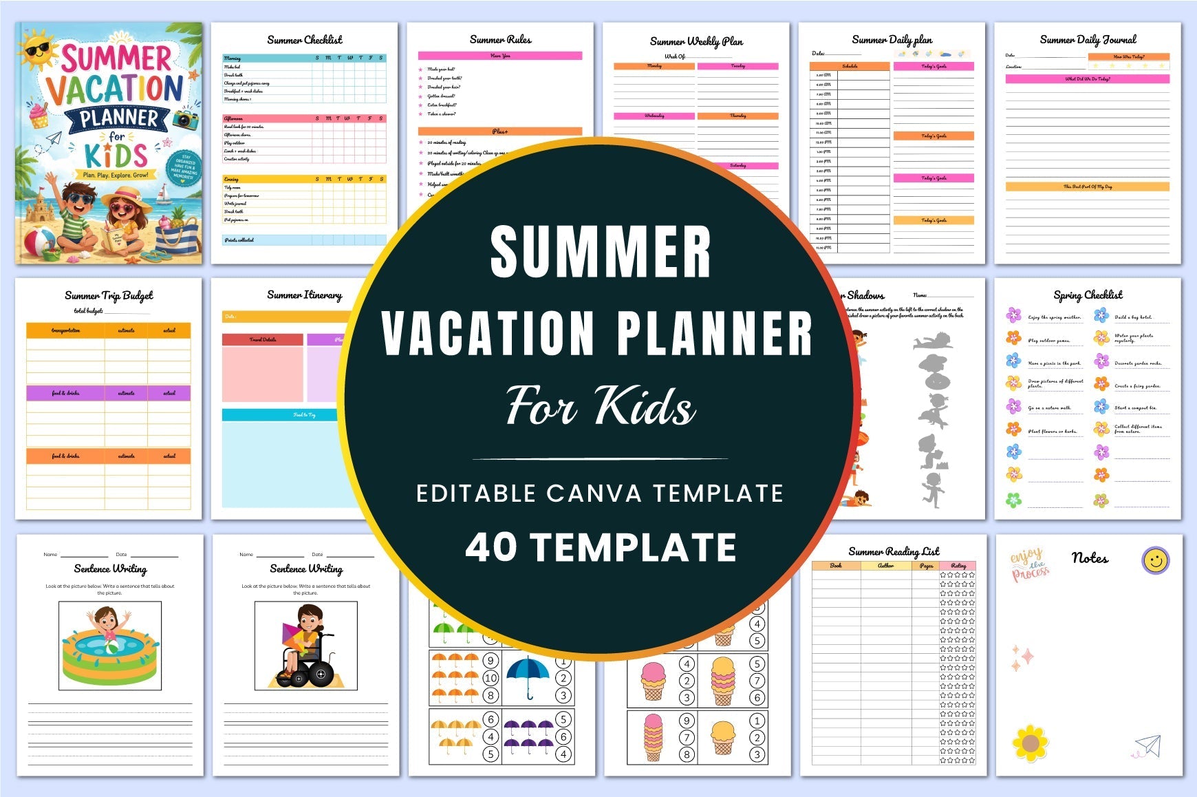 Summer Vacation For Kids Planner