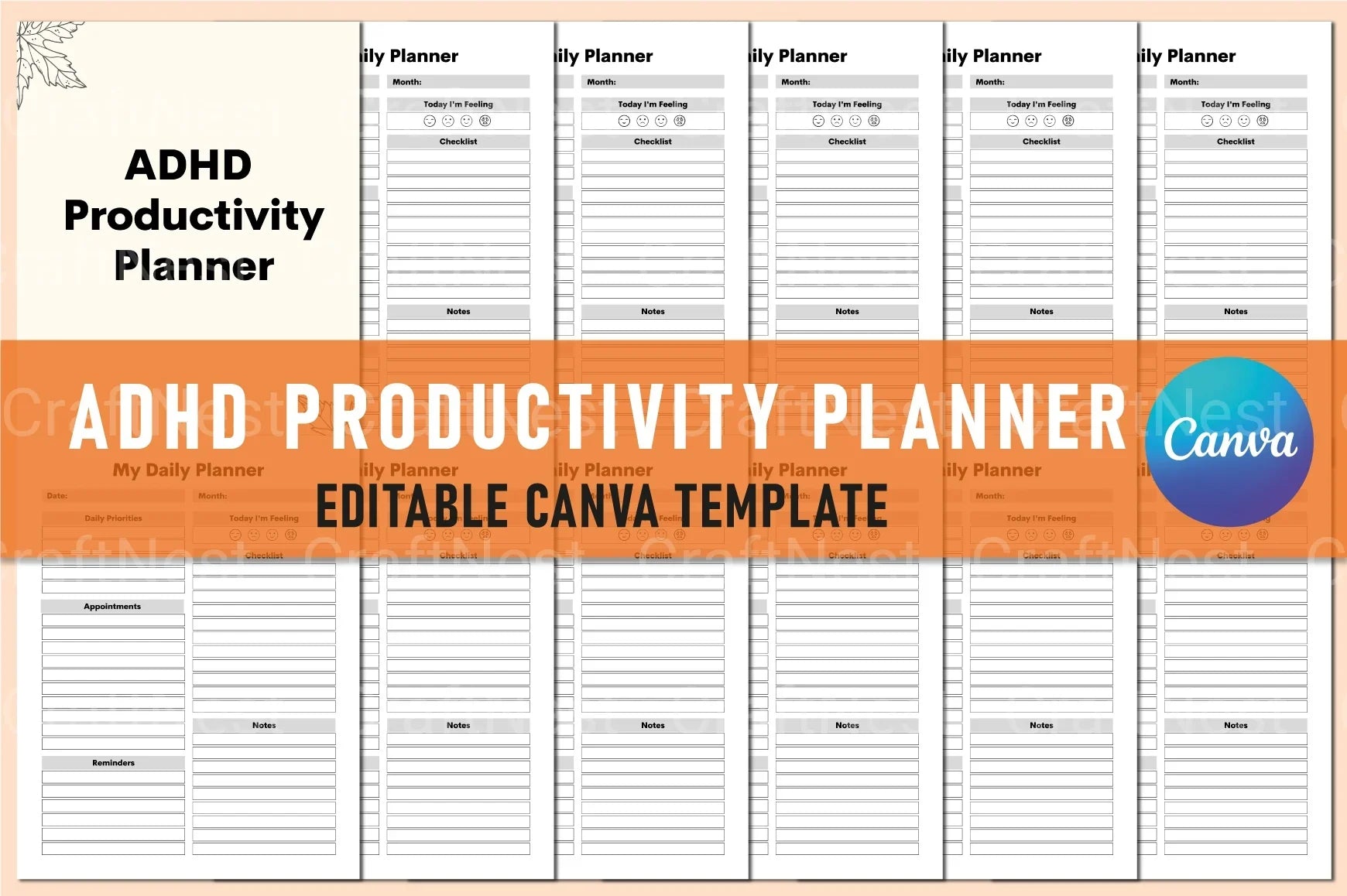 ADHD Productivity Planner cover with printable productivity planner