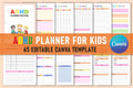 ADHD Printable Planner for Kids cover preview and focus organization pages