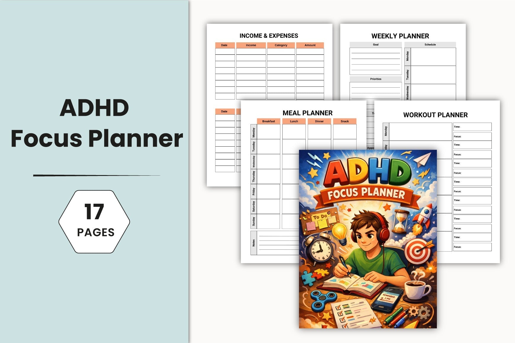 ADHD Focus Planner for Improved Concentration Cover