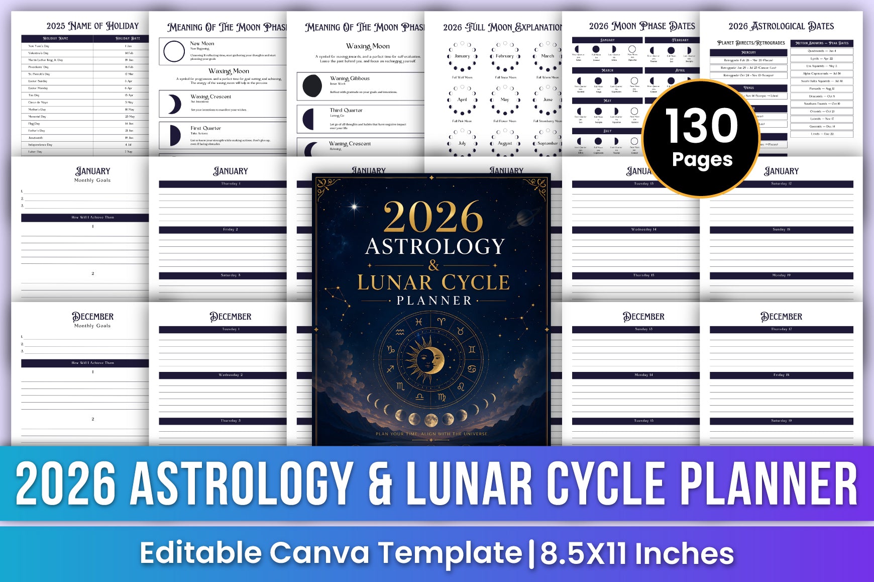 Astrology Lunar Cycle Planner