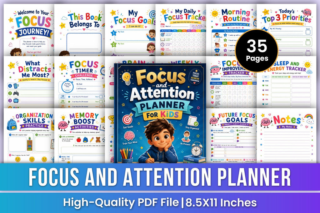 Focus And Attention For Kids Planner