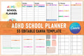 ADHD Printable Planner school planner cover for students