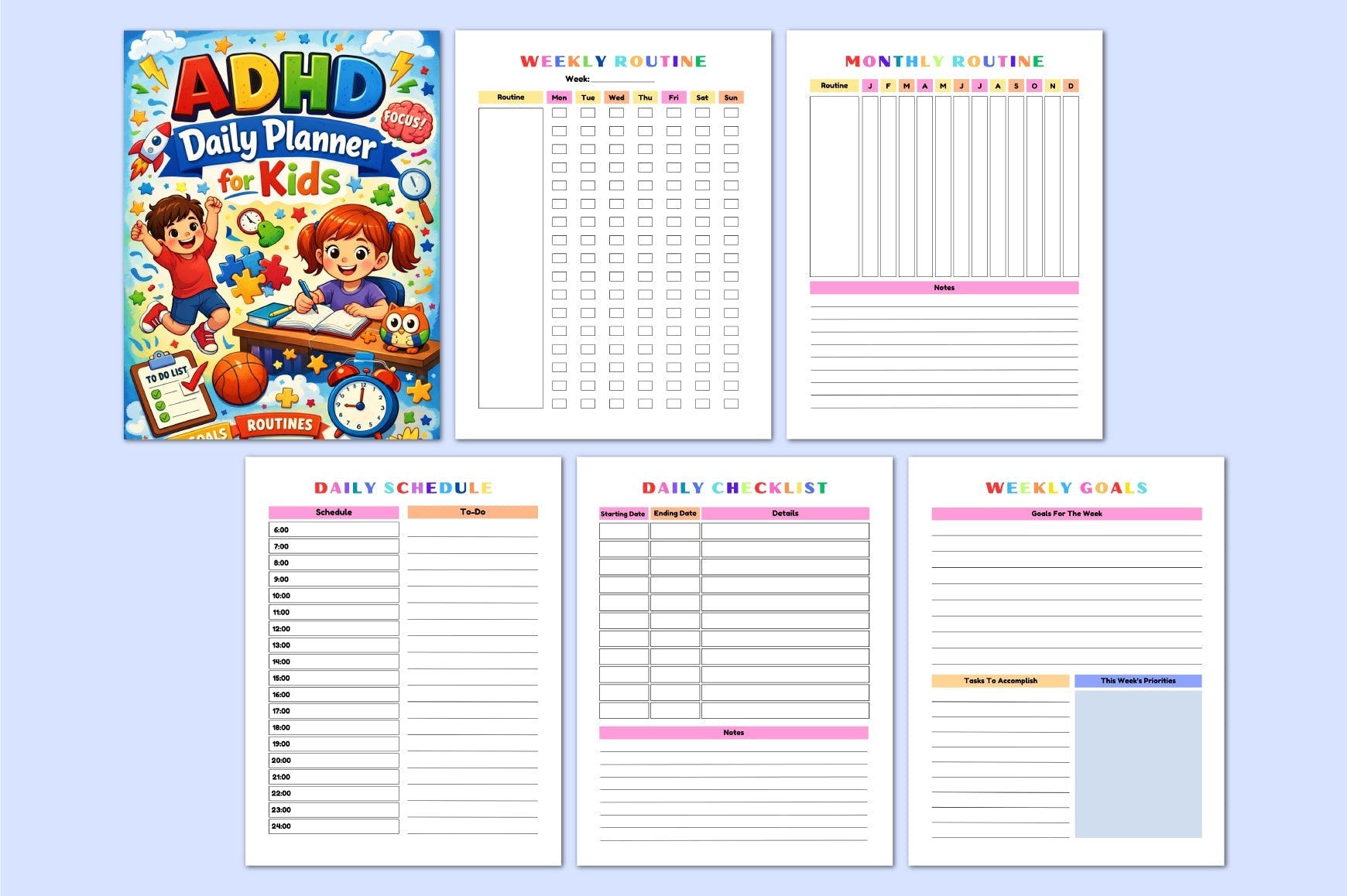 Adhd Daily For Kids Planner