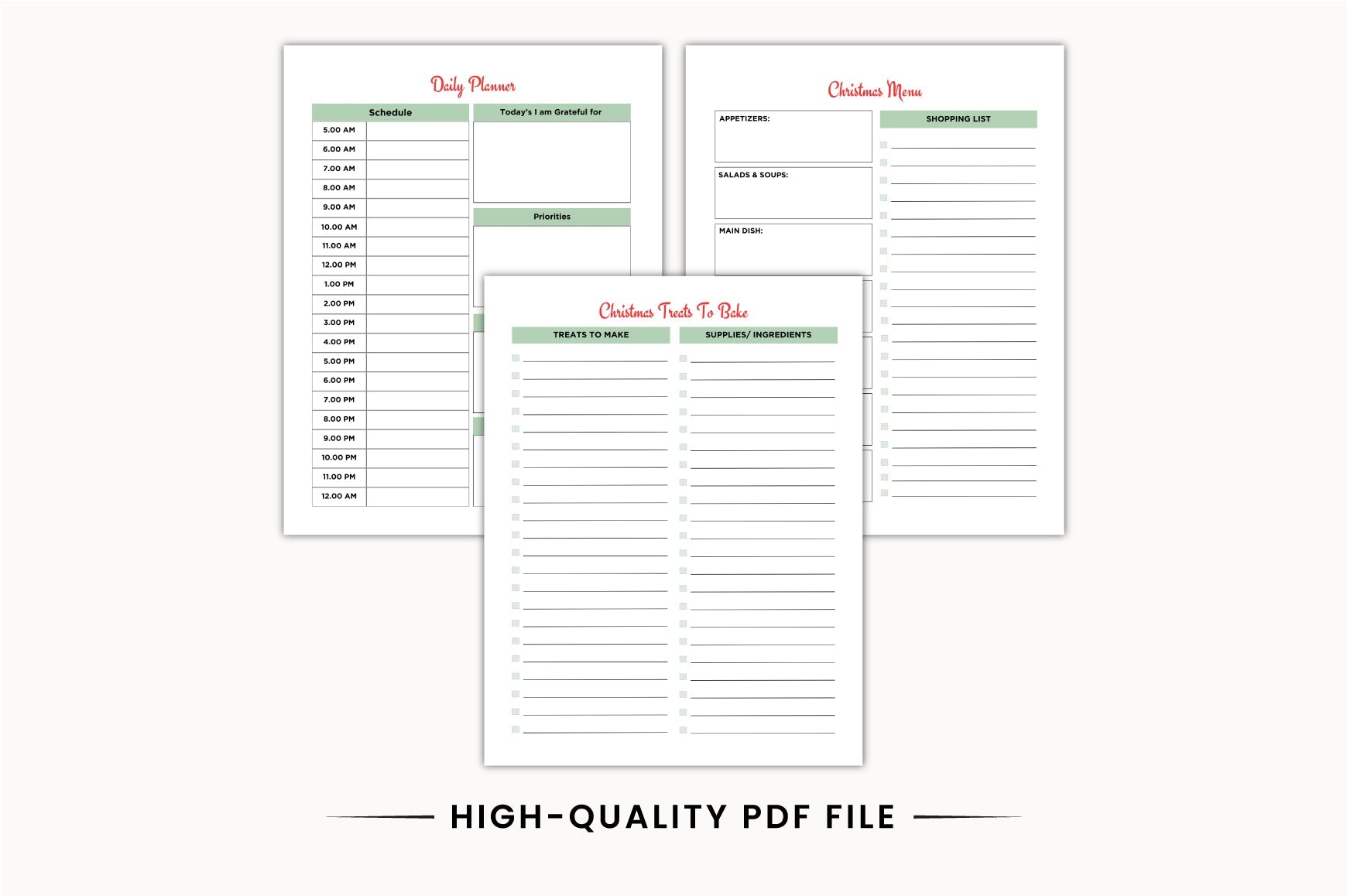 Christmas Holiday Meal Planner