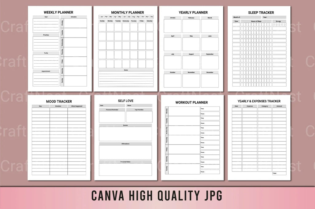 Printable ADHD planner featuring productivity tracker, schedule planner, and organization worksheets