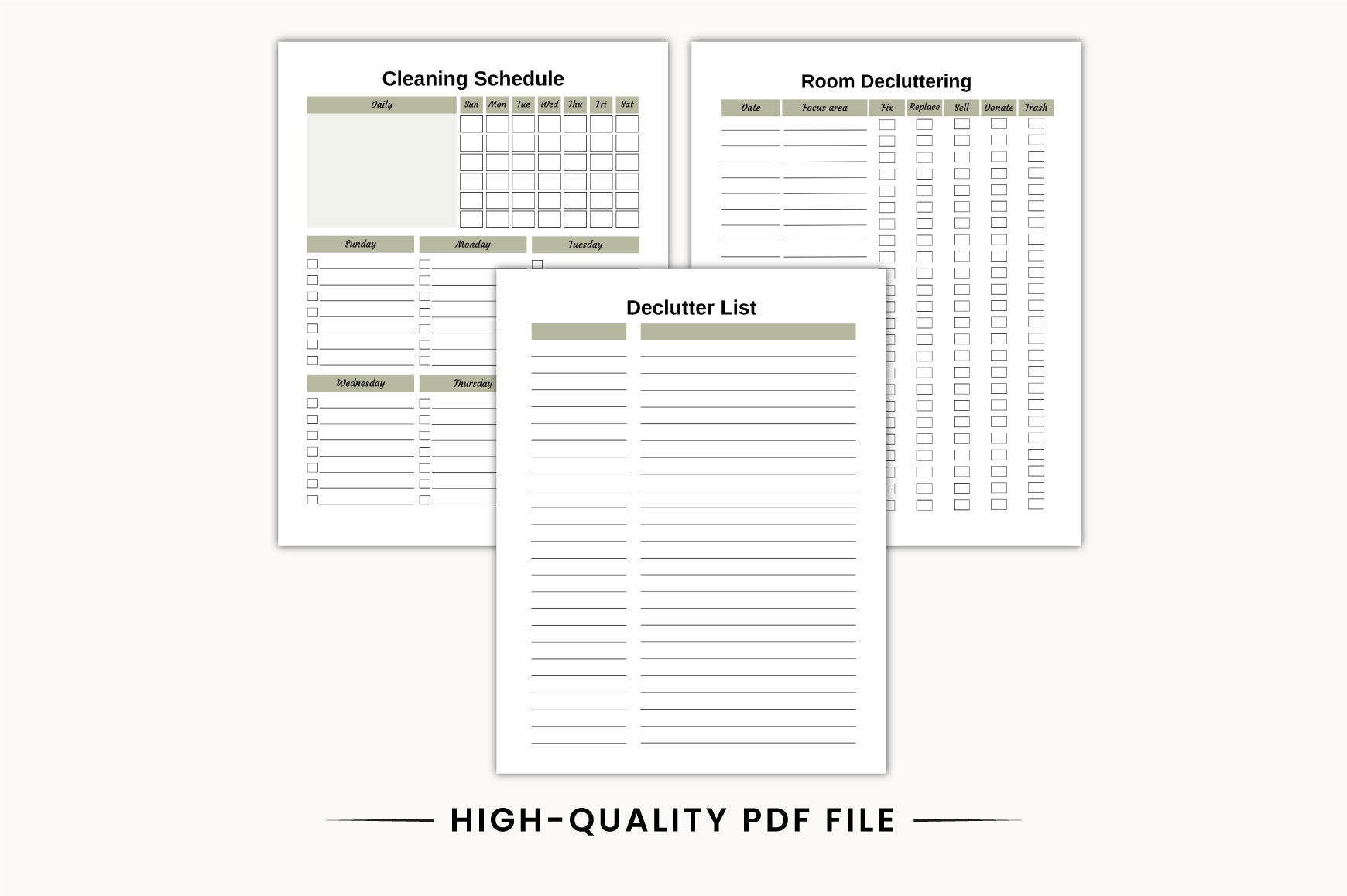 ADHD Cleaning & Declutter Planner Worksheets Preview