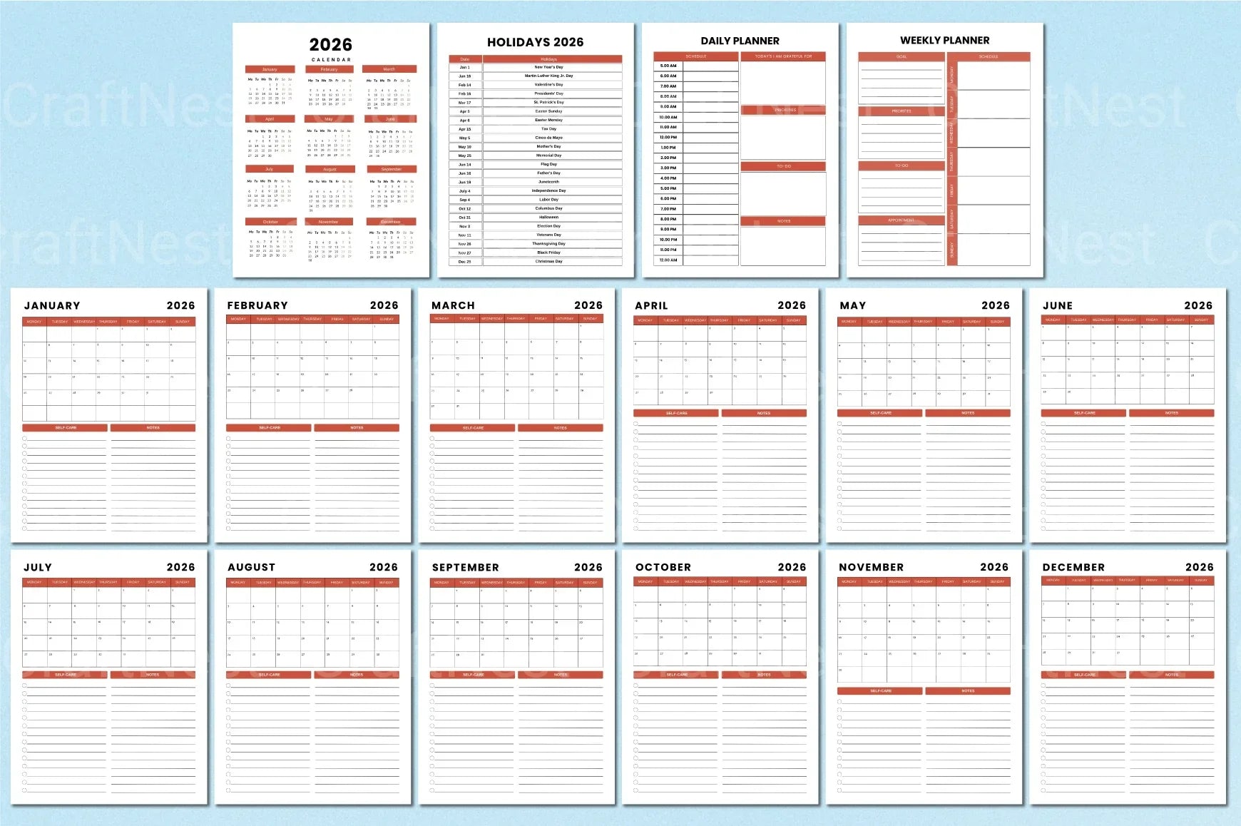 ADHD Printable Planner daily planning and productivity pages for adults