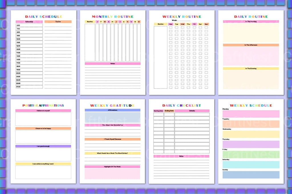 ADHD Printable Planner daily routine and task planner for kids