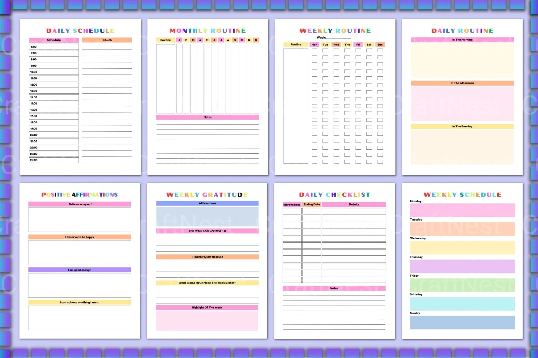 ADHD Printable Planner daily routine and task planner for kids