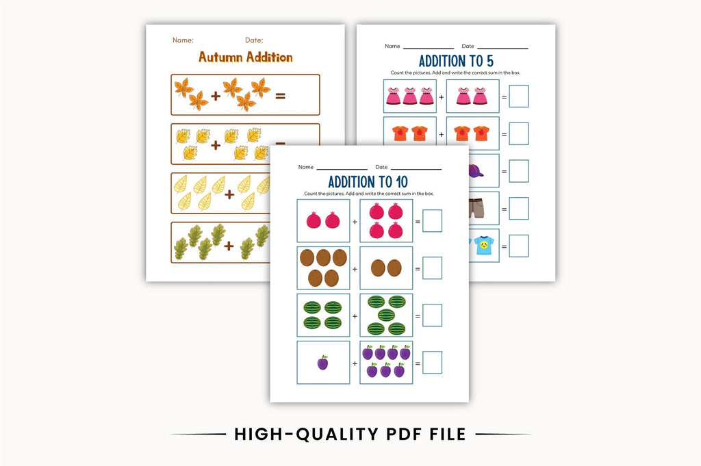 Kindergarten Addition Practice Workbook
