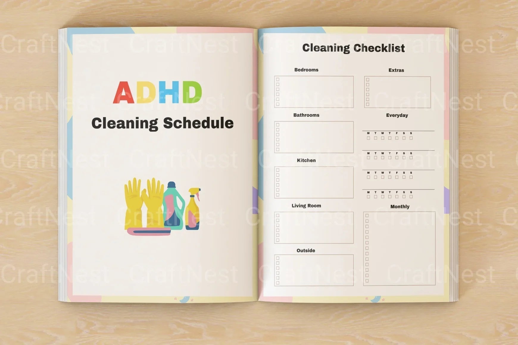 ADHD Printable Planner weekly cleaning checklist and planner