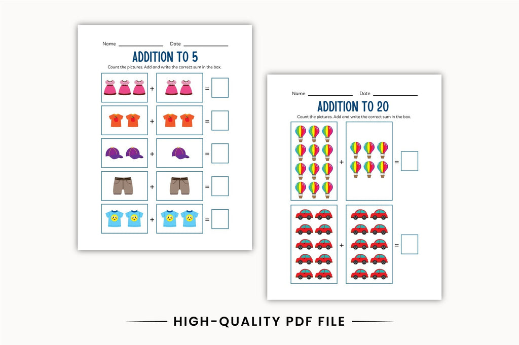 Kindergarten Addition Practice Workbook
