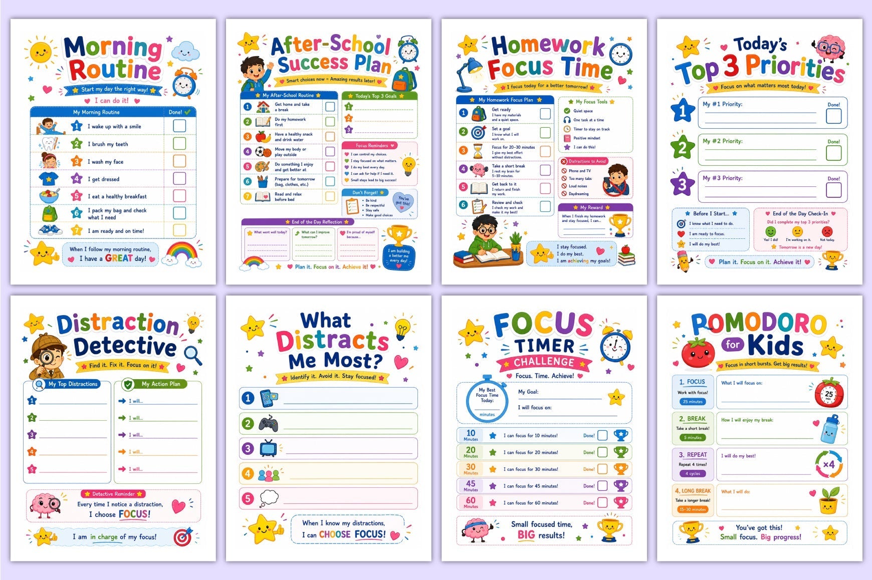 Focus And Attention For Kids Planner