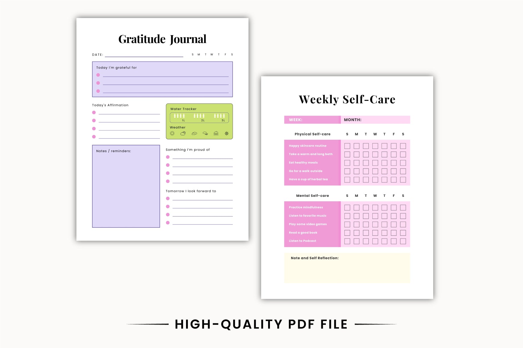Self Care Lifestyle Planner