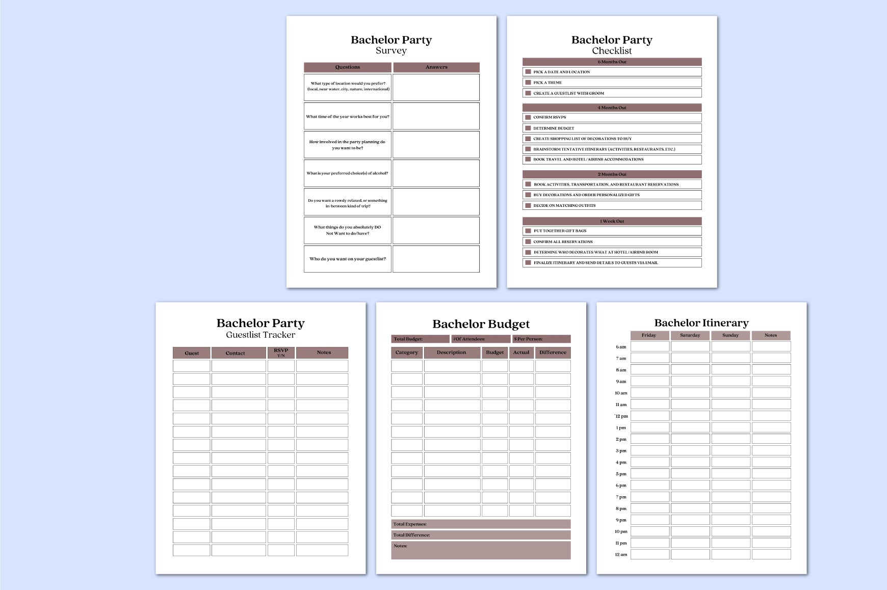 Bachelor Celebration Planner
