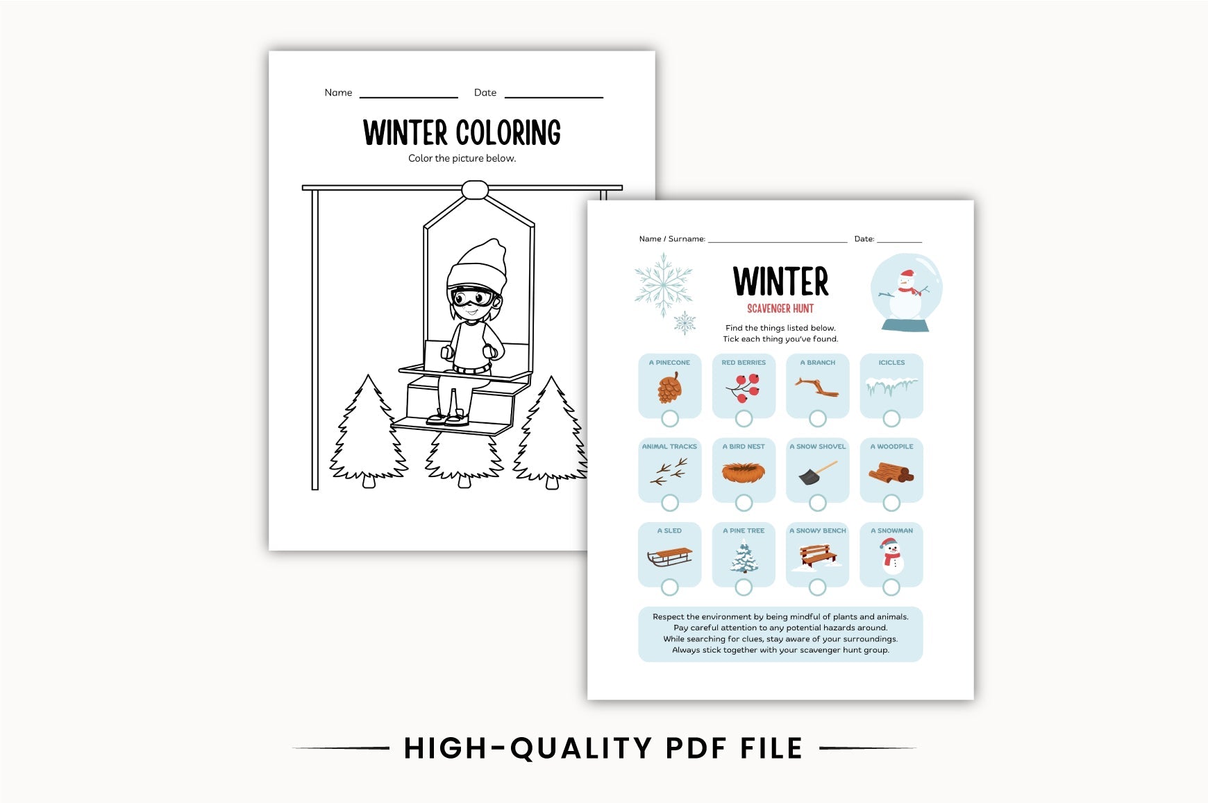 Kindergarten Winter Math Activity Workbook