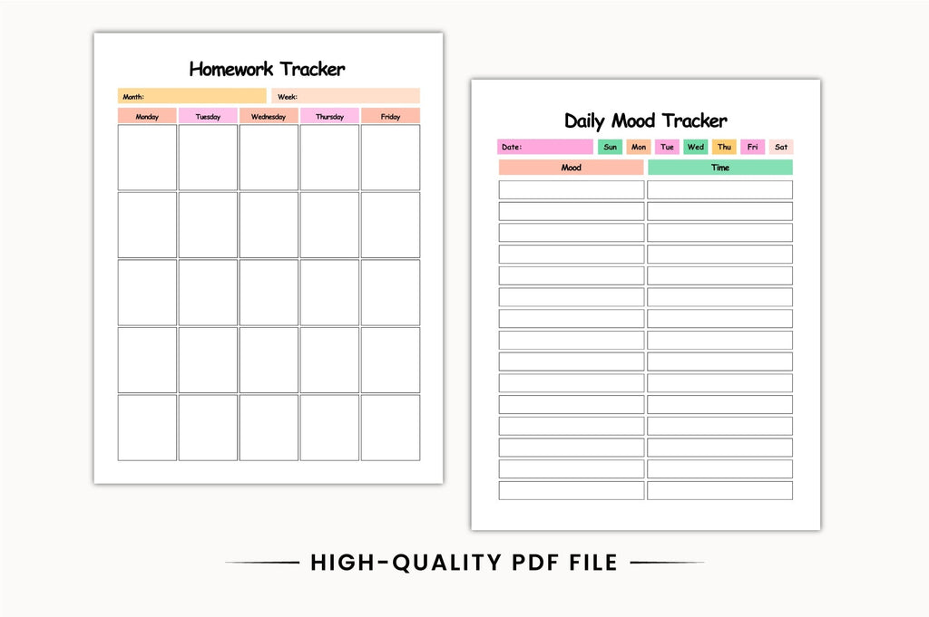 ADHD Student School Planner Printable Pages