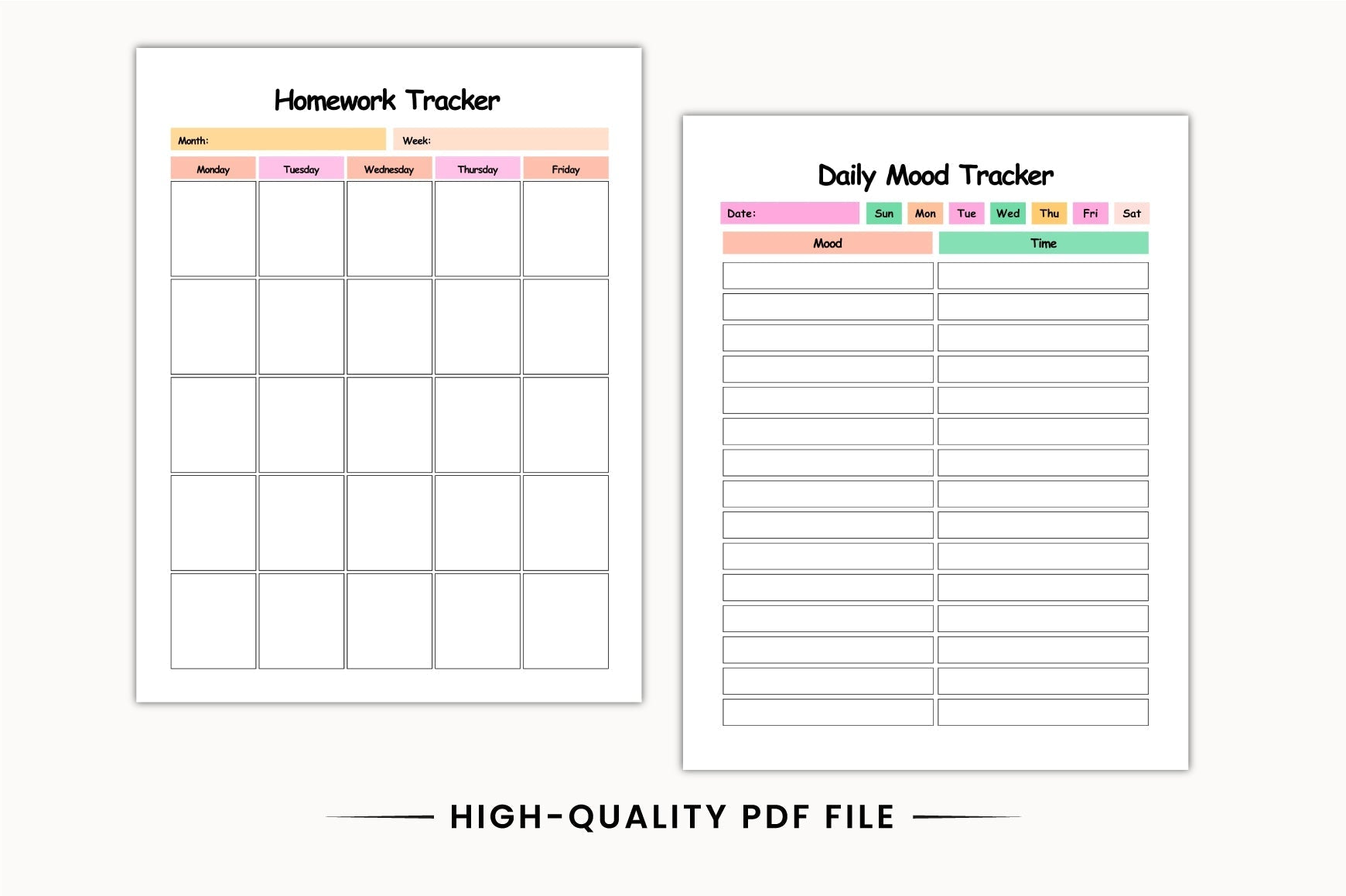ADHD Student School Planner Printable Pages