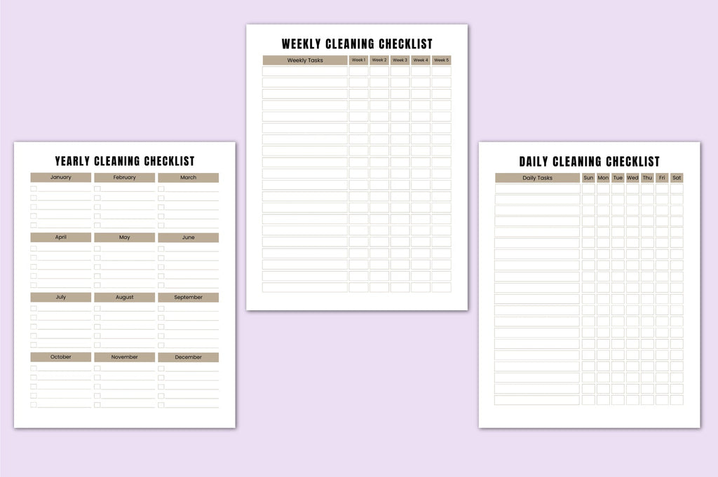 ADHD Home Cleaning Workbook with weekly cleaning schedule pages