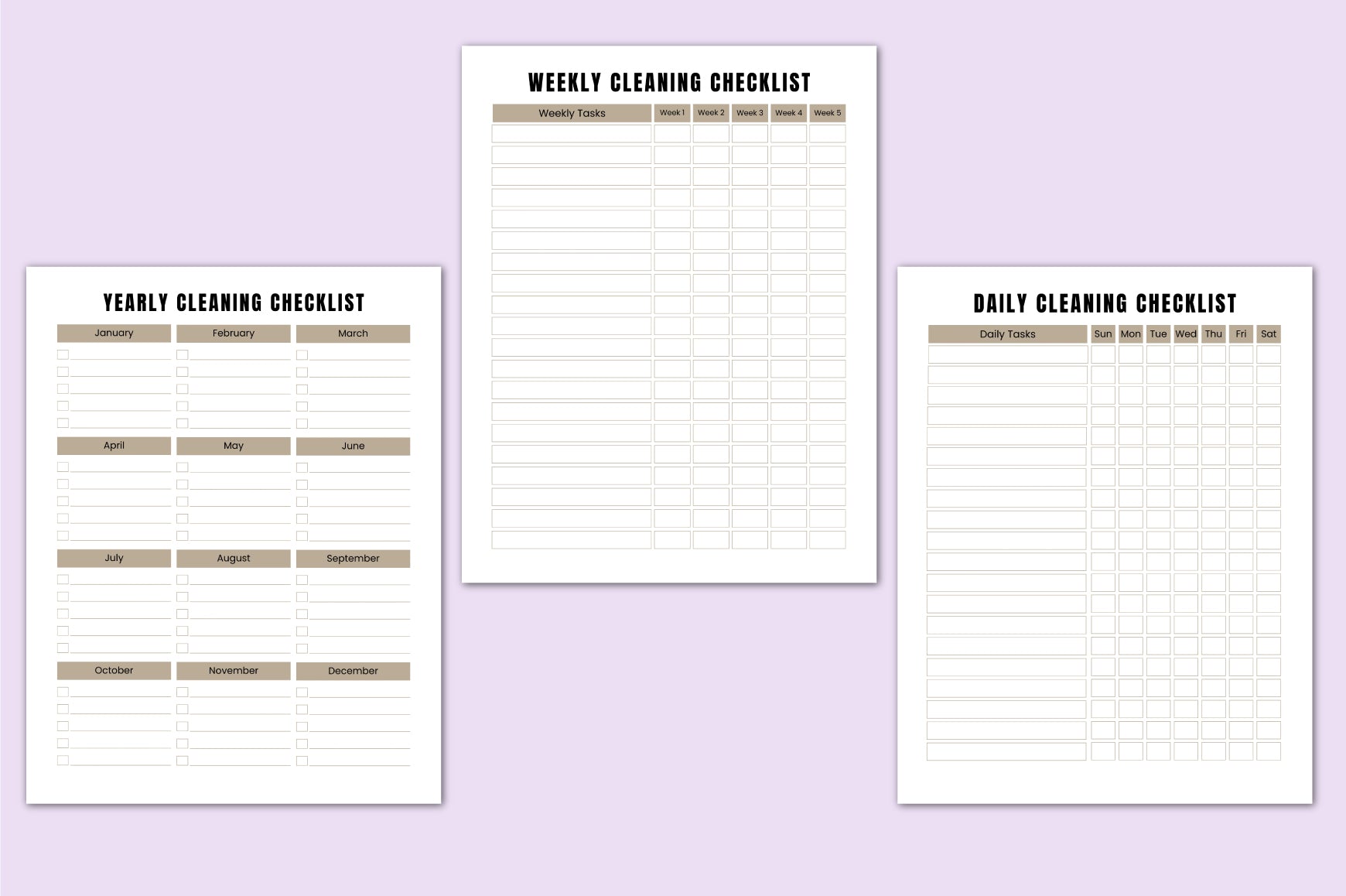ADHD Home Cleaning Workbook with weekly cleaning schedule pages