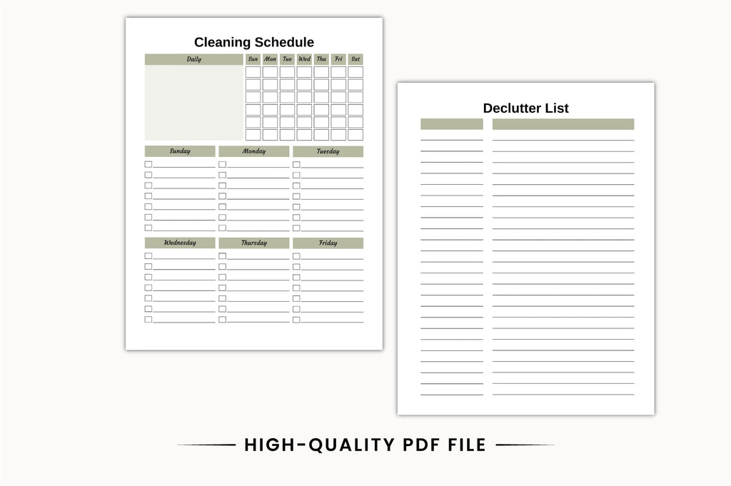 ADHD Cleaning & Declutter Planner Printable Pages