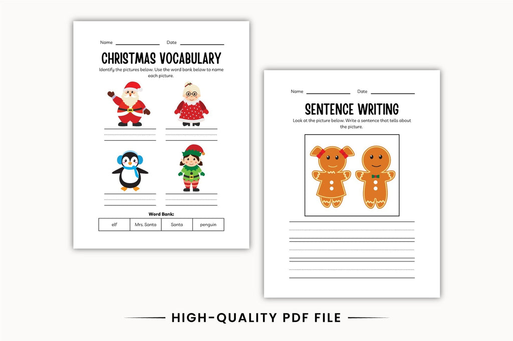 Kindergarten Christmas Math Activity Workbook