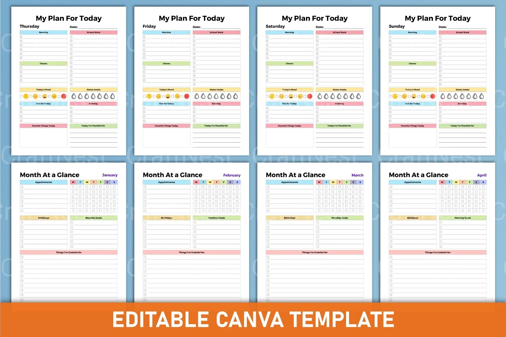 ADHD Printable Planner focus building and habit tracker worksheets