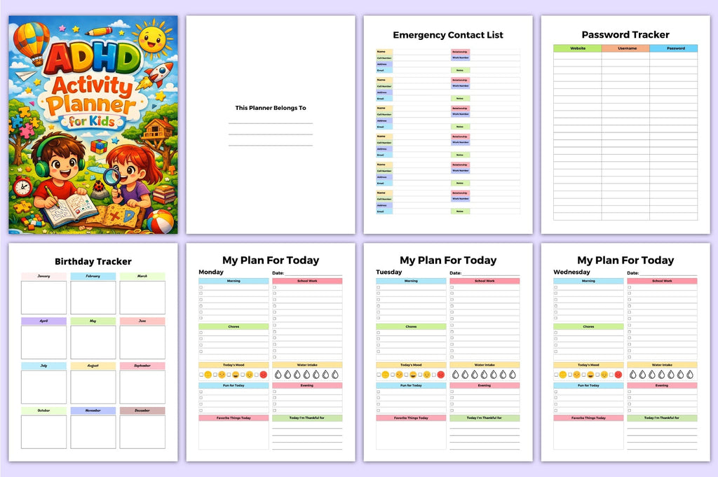 Adhd Activity For Kids Planner